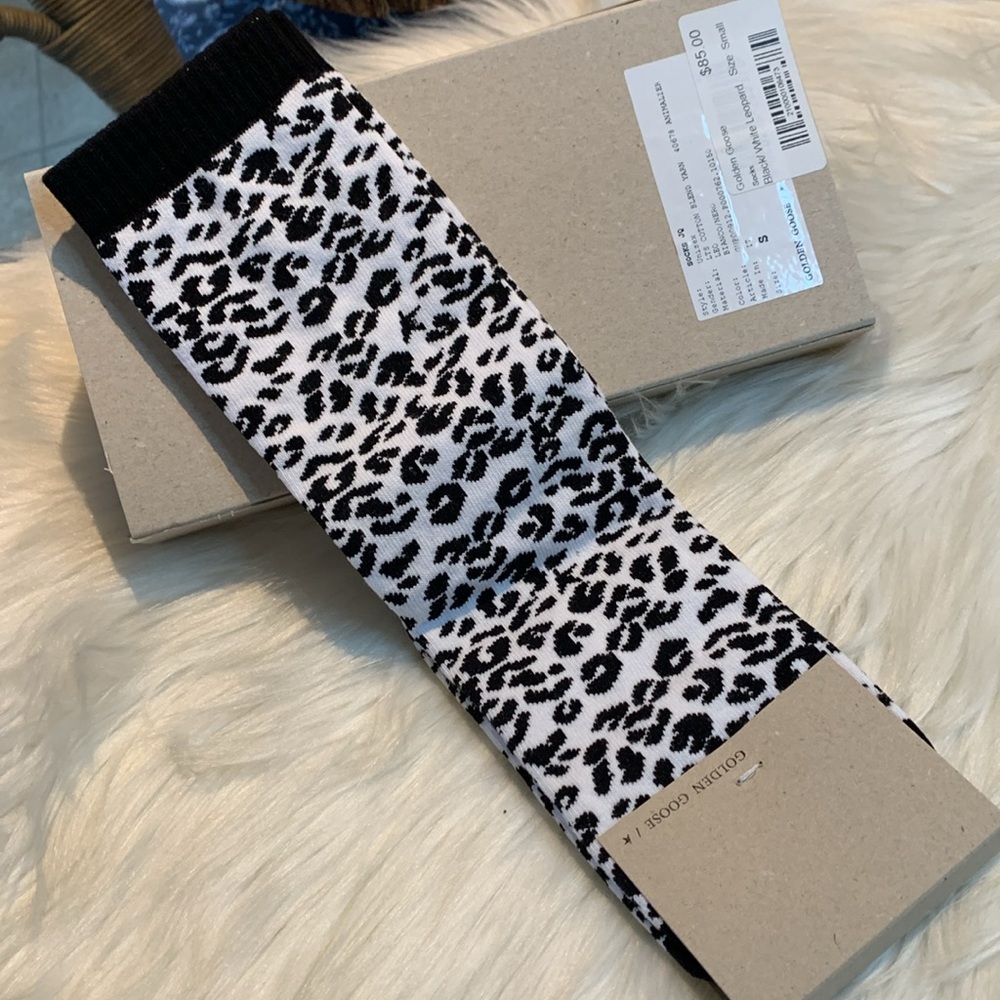 Golden Goose Leopard print Socks black/white S - Picture 11 of 12